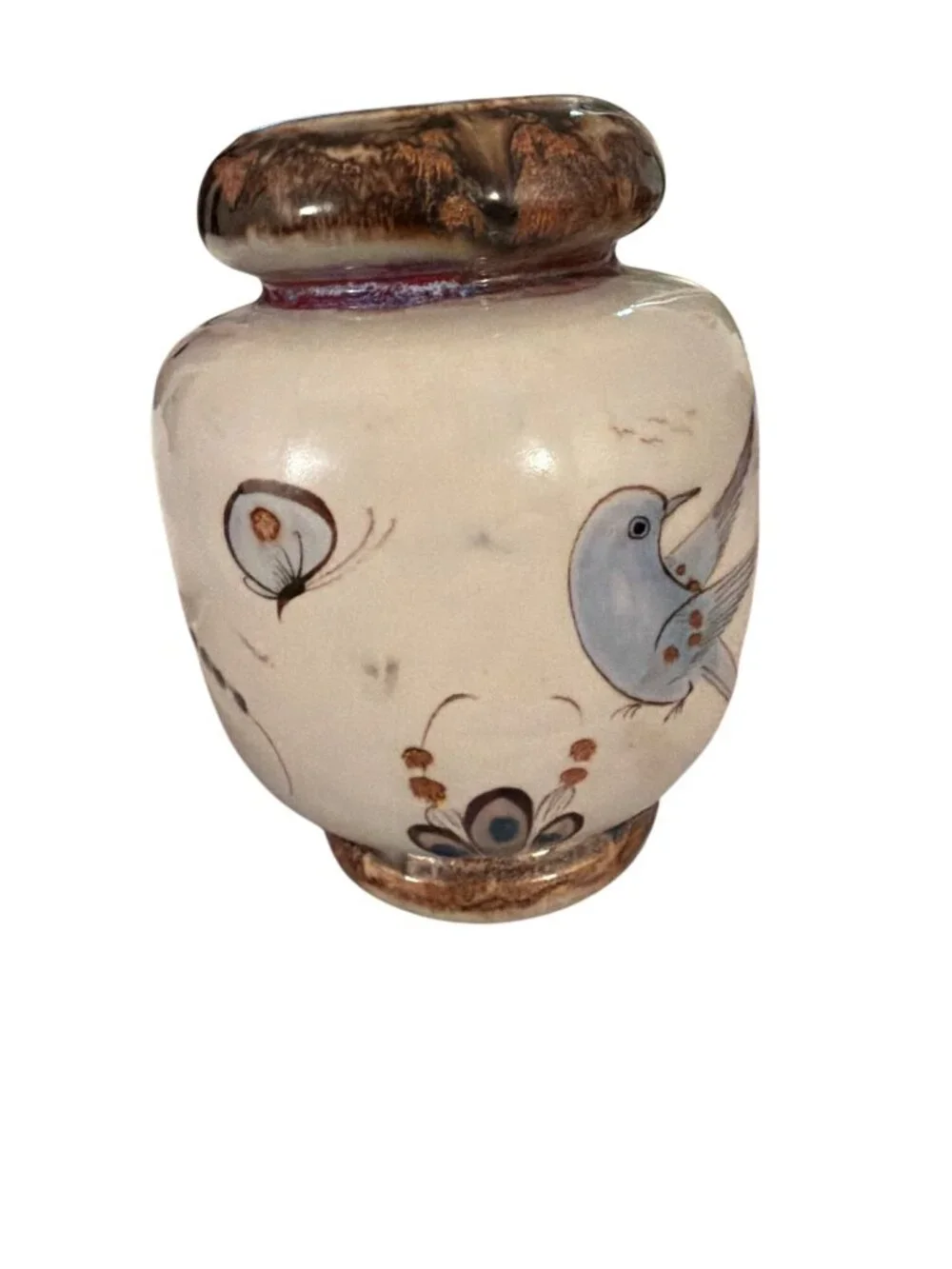 Ken Edwards Tonala Pottery Ceramic Handmade Mexican folk Art Vase Vintage
